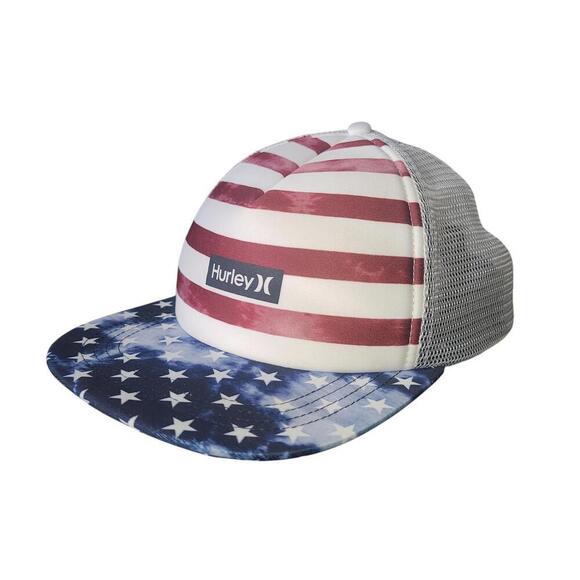 Hurley Men's Stars & Stripes Trucker Snapback Hat - Used - Picture 2 of 8